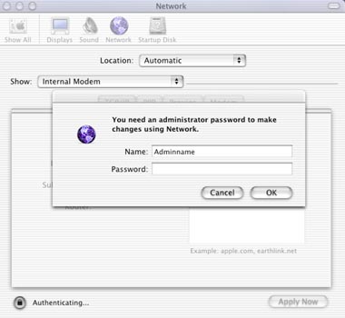 Mac OS X - Administrative Authentication