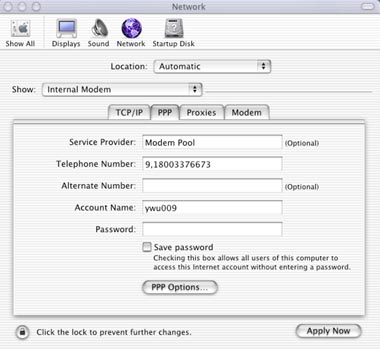 Mac OS X - Configuring the PPP Dial-up