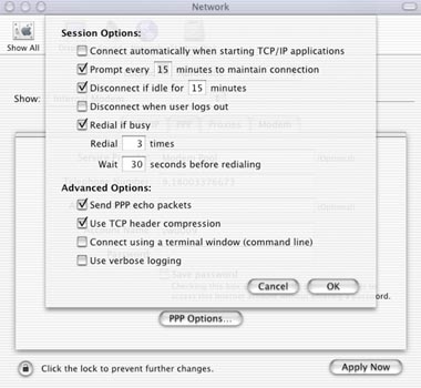 Mac OS X - PPP Options